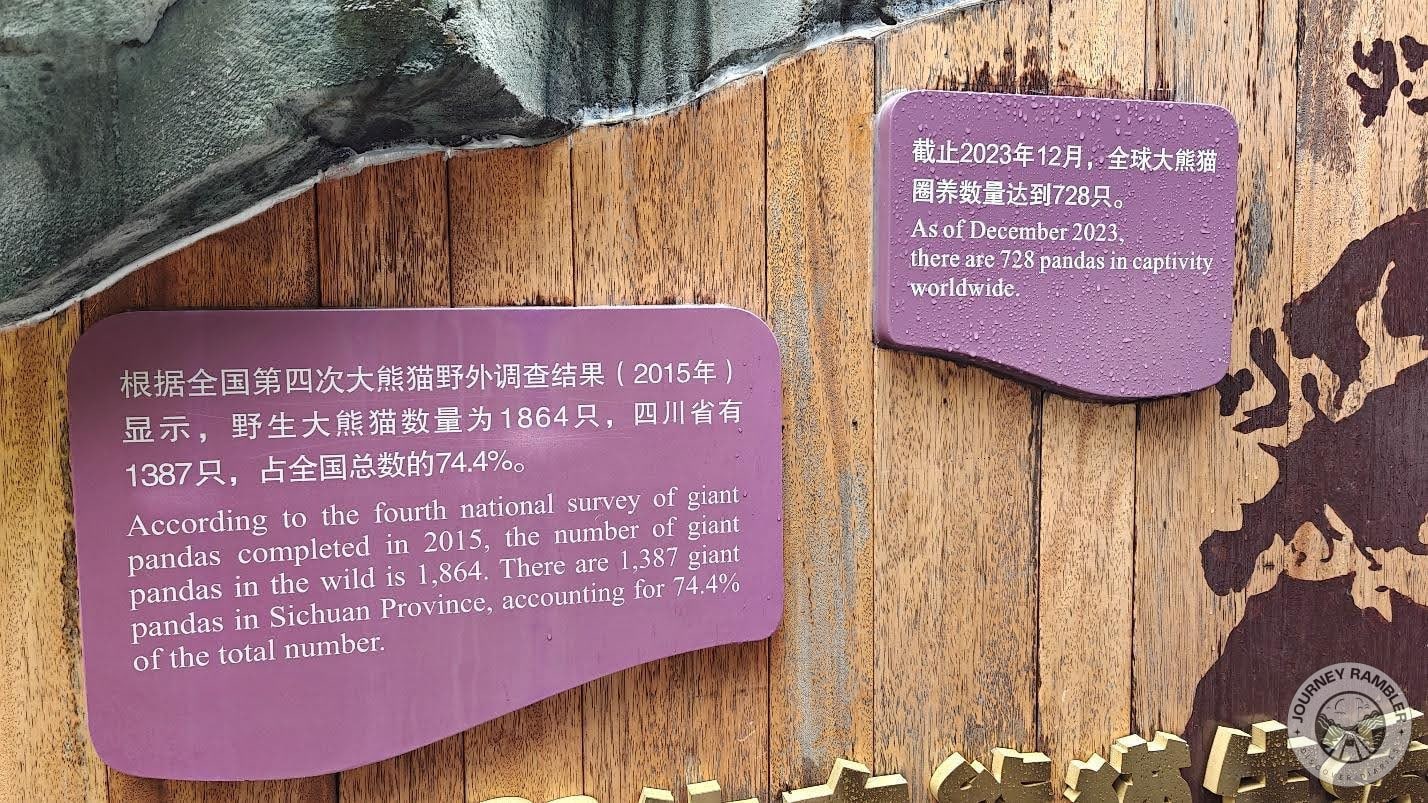 sign that features some general stats about the giant panda population