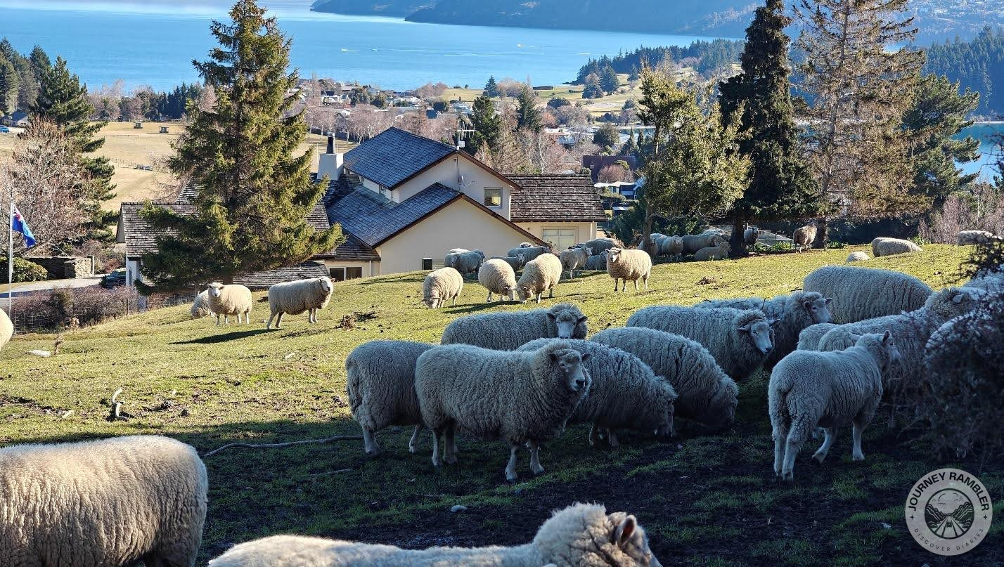 view of Queenstown and Lake Wakatipu in background