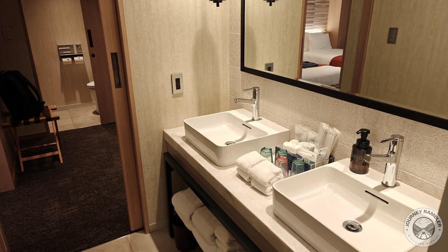 wash basins being outside the main bath area