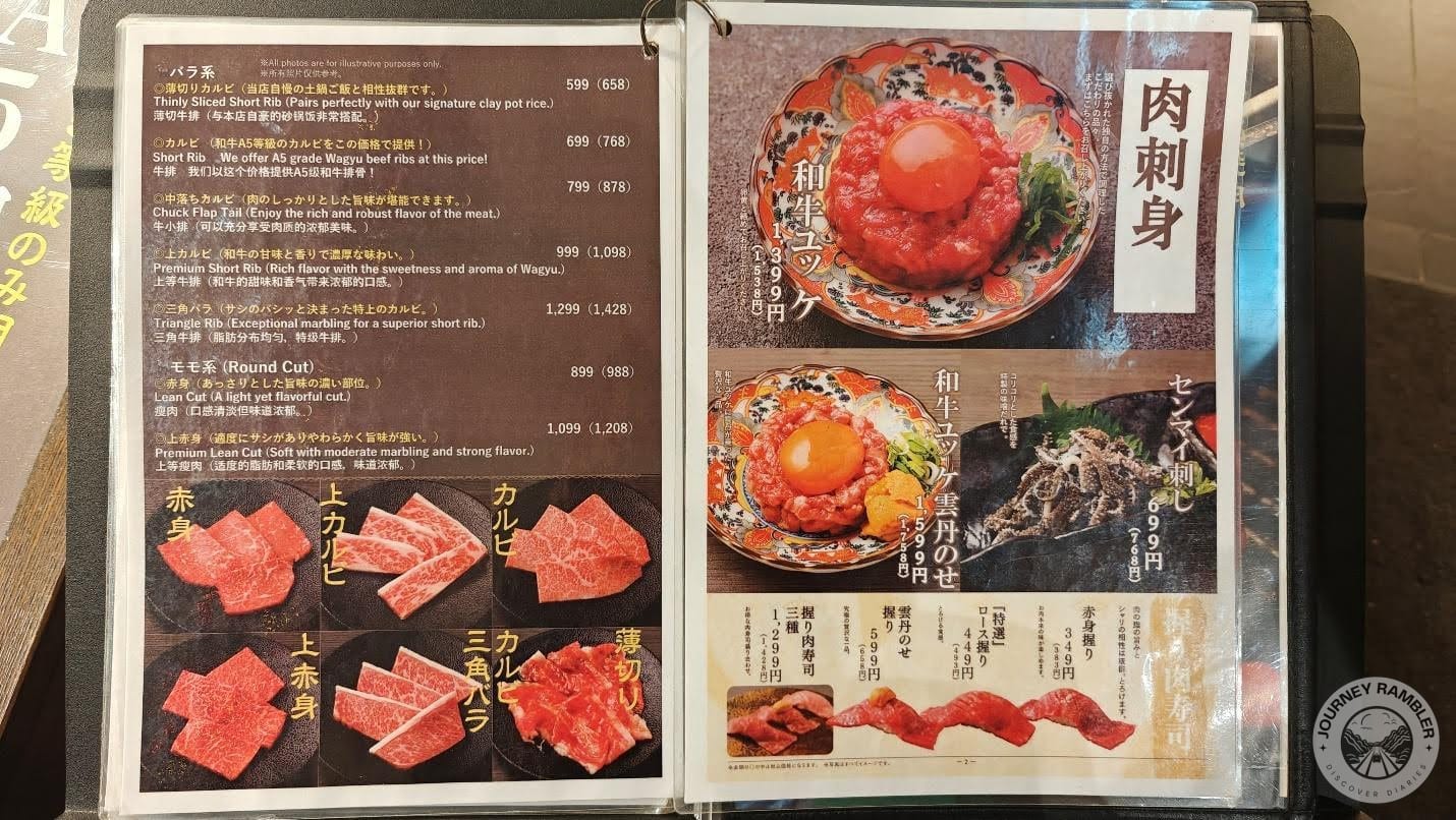 Pictures and prices were provided