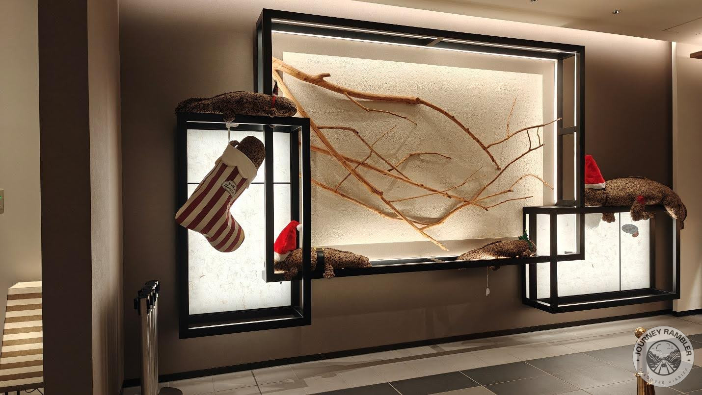 artwork had giant Santa hats and stockings