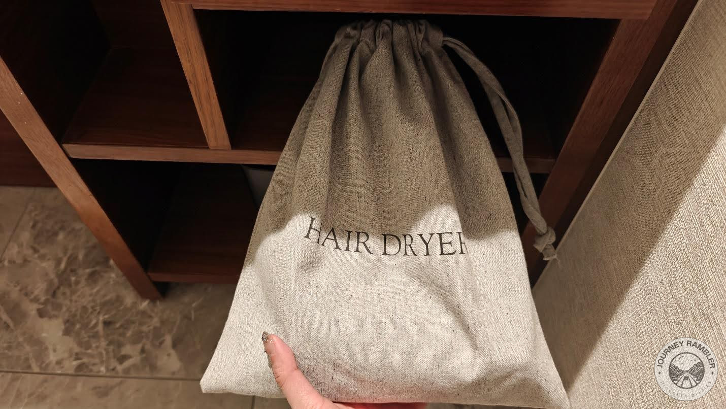 bag with a hair dryer inside