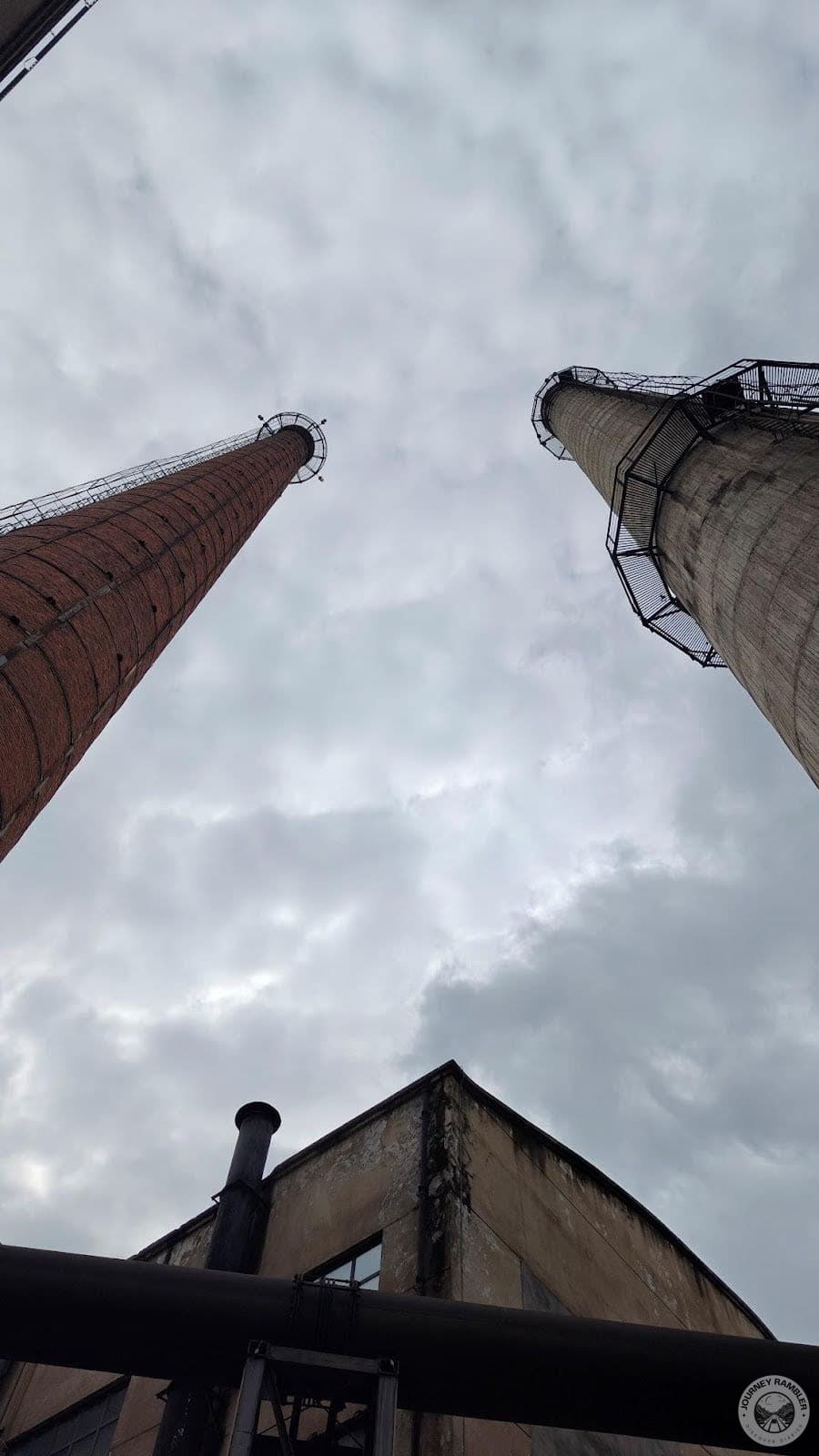 red bricks and extremely high silos
