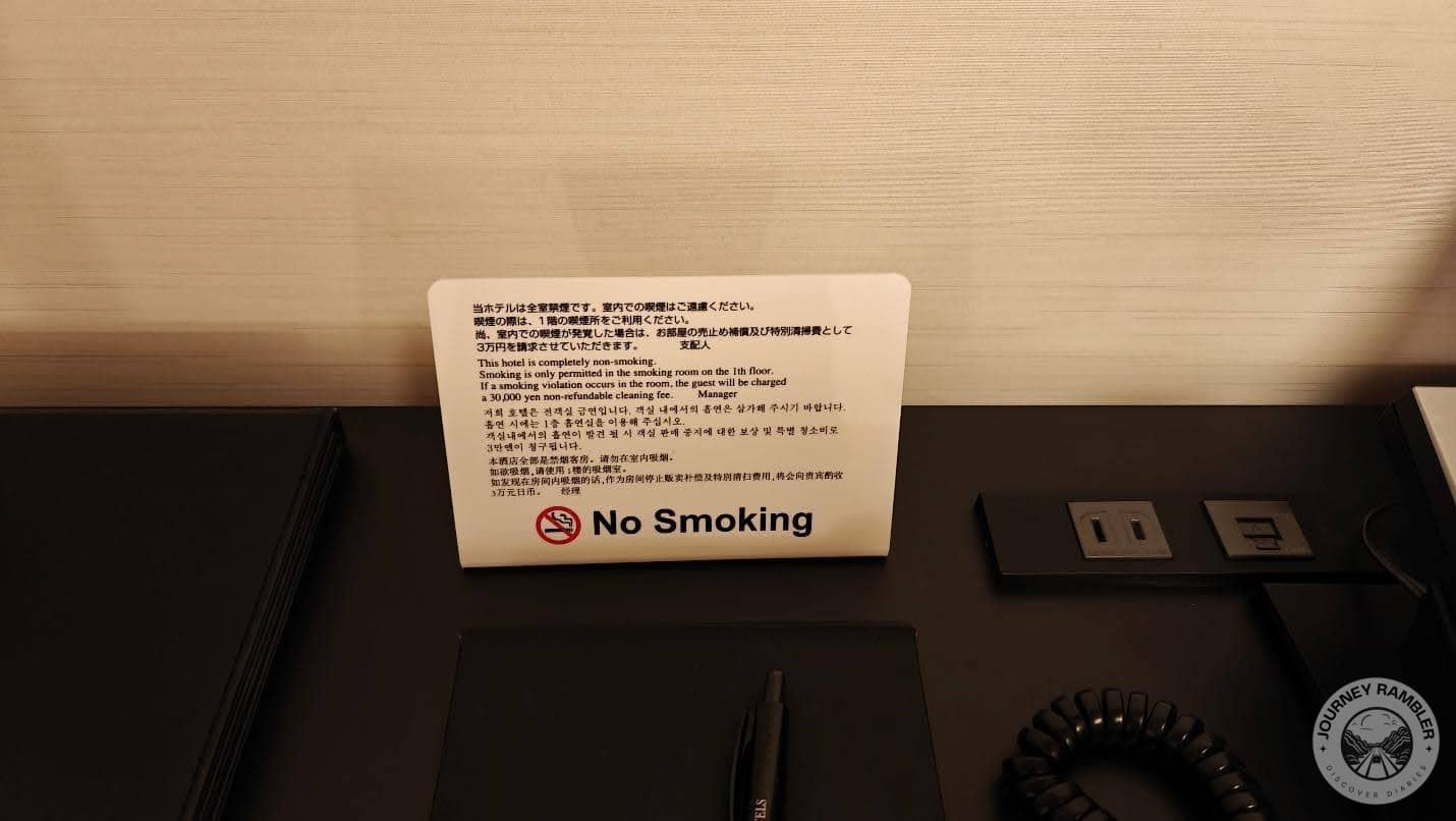 reminder that it was a no smoking room