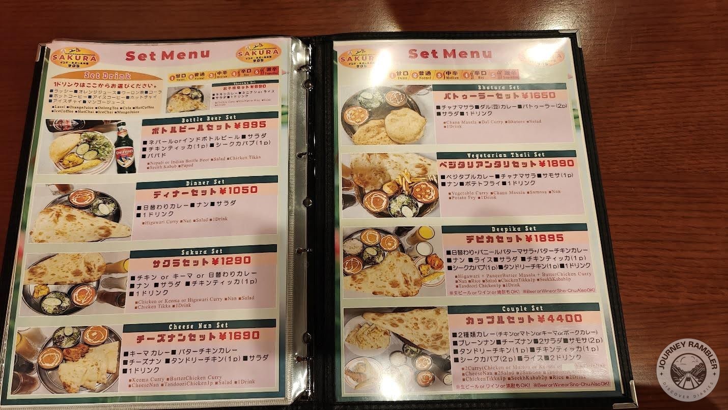 set menu included vegetarian and couple meals