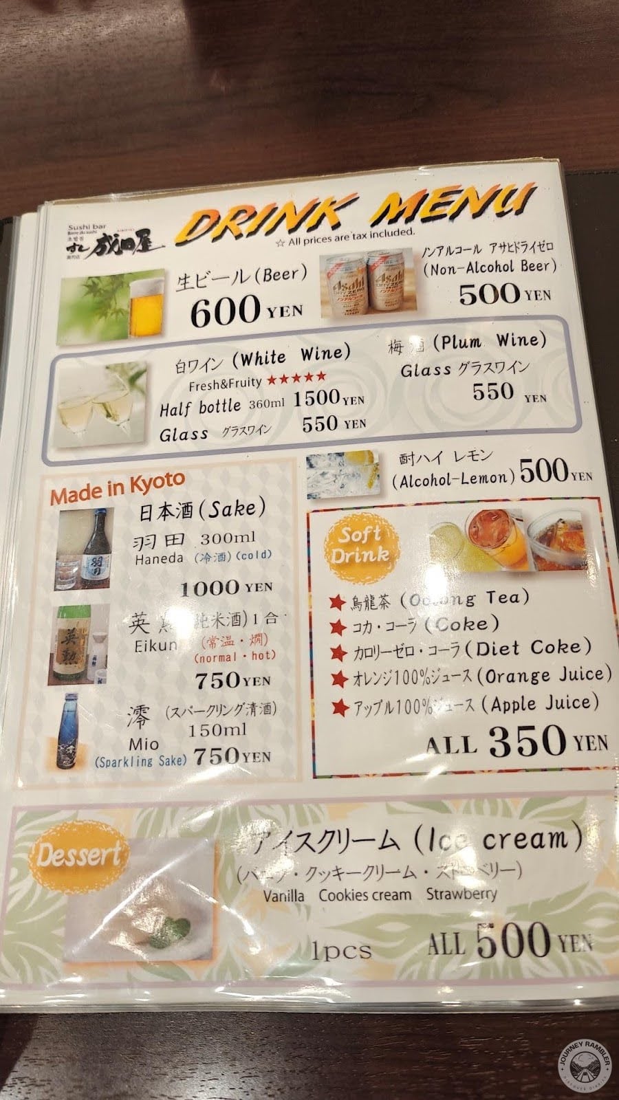 soft drinks, sake and plum wine