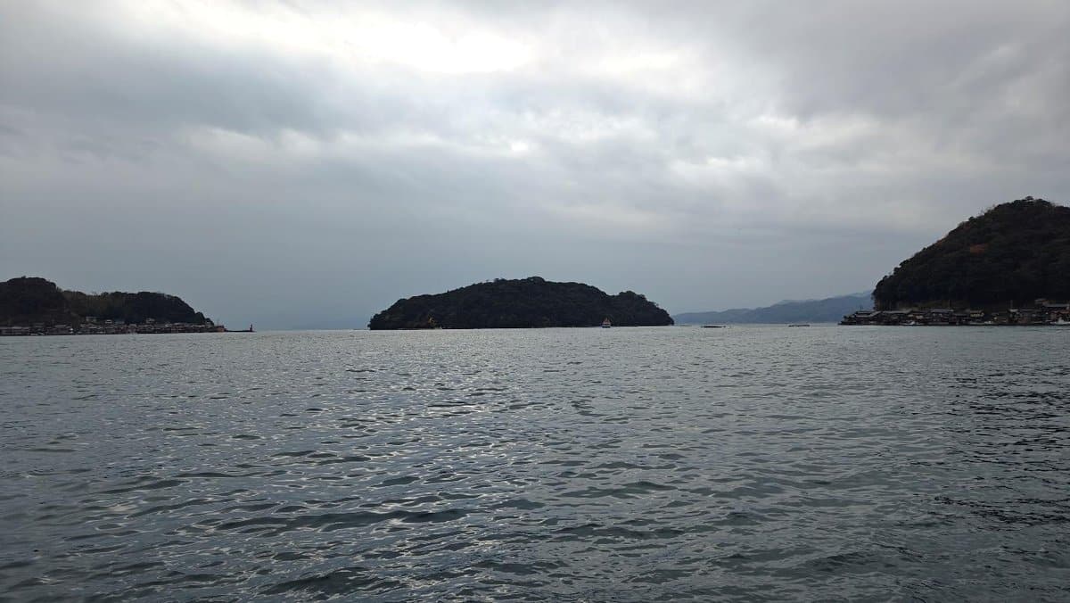 Cloudy seascape with distant islands
