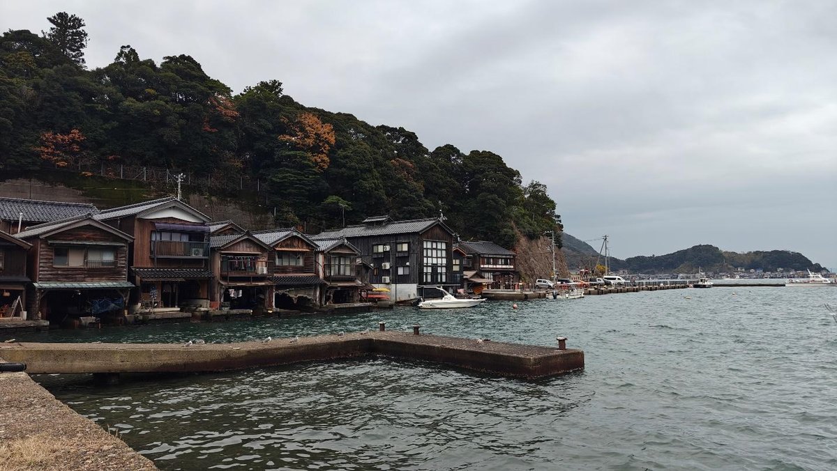 Traditional houses by the sea with lush green hills