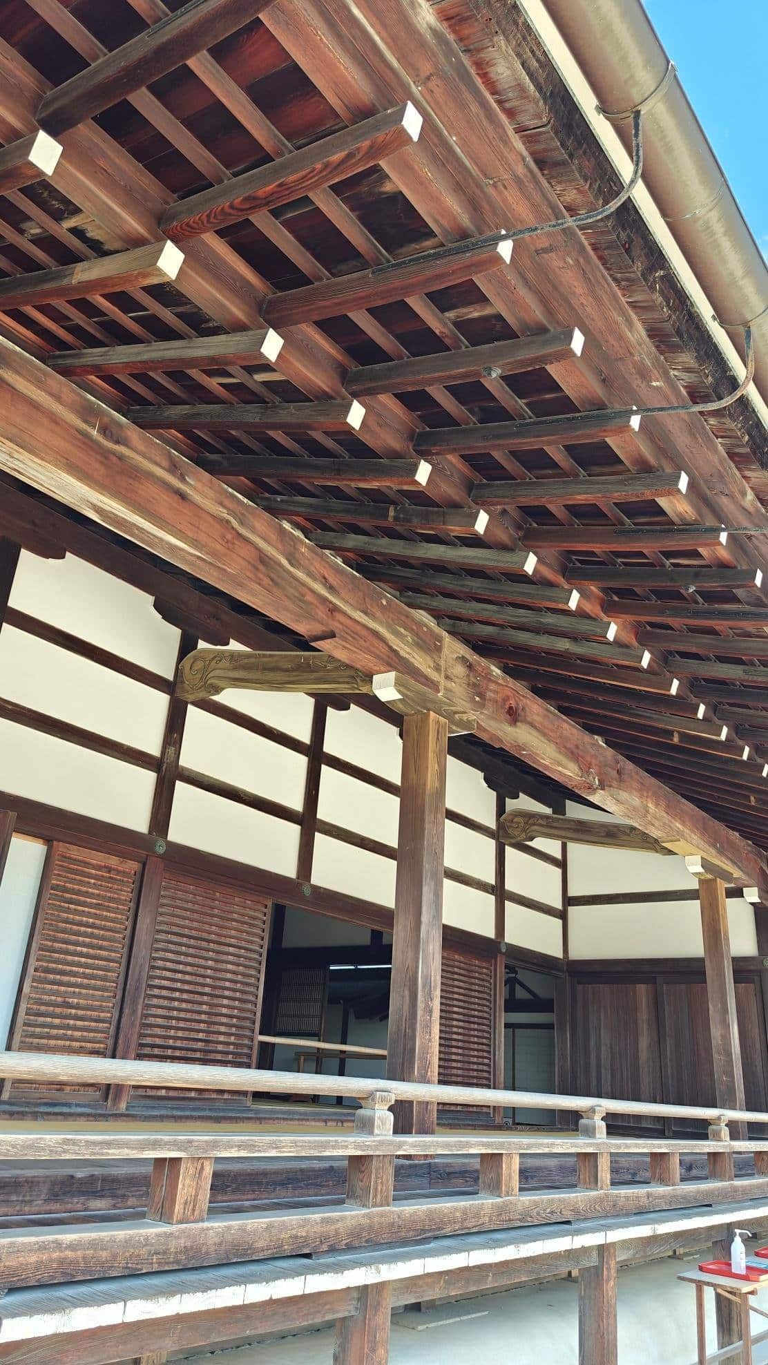 Traditional wooden Japanese architecture with porch