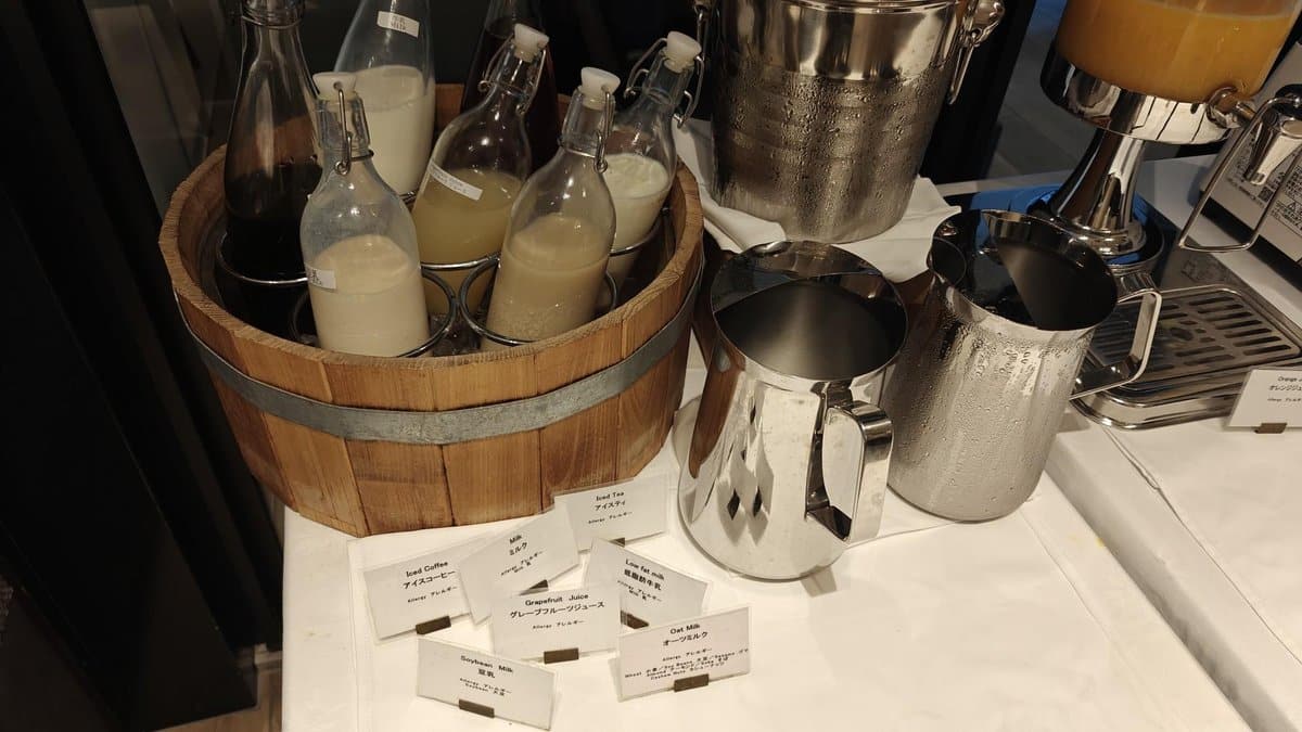 Assorted beverage bottles in a basket