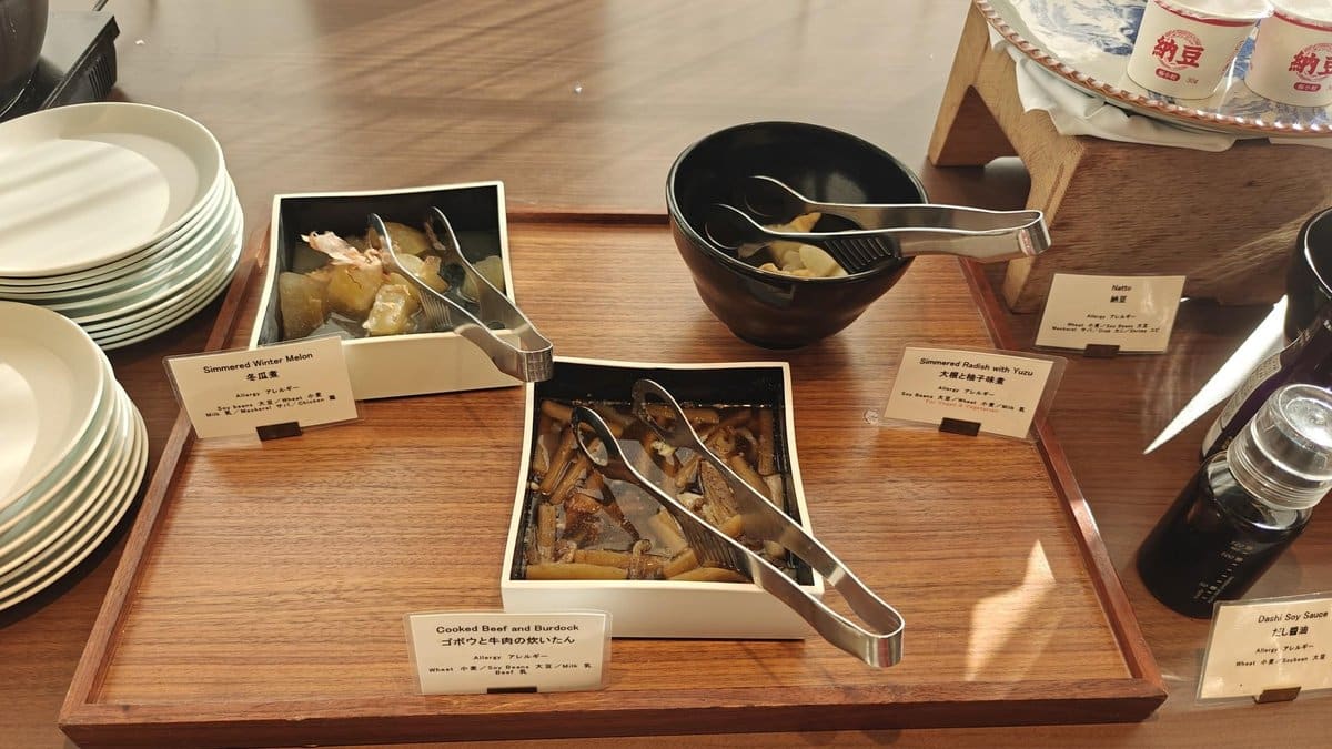 Assorted Japanese side dishes on tray