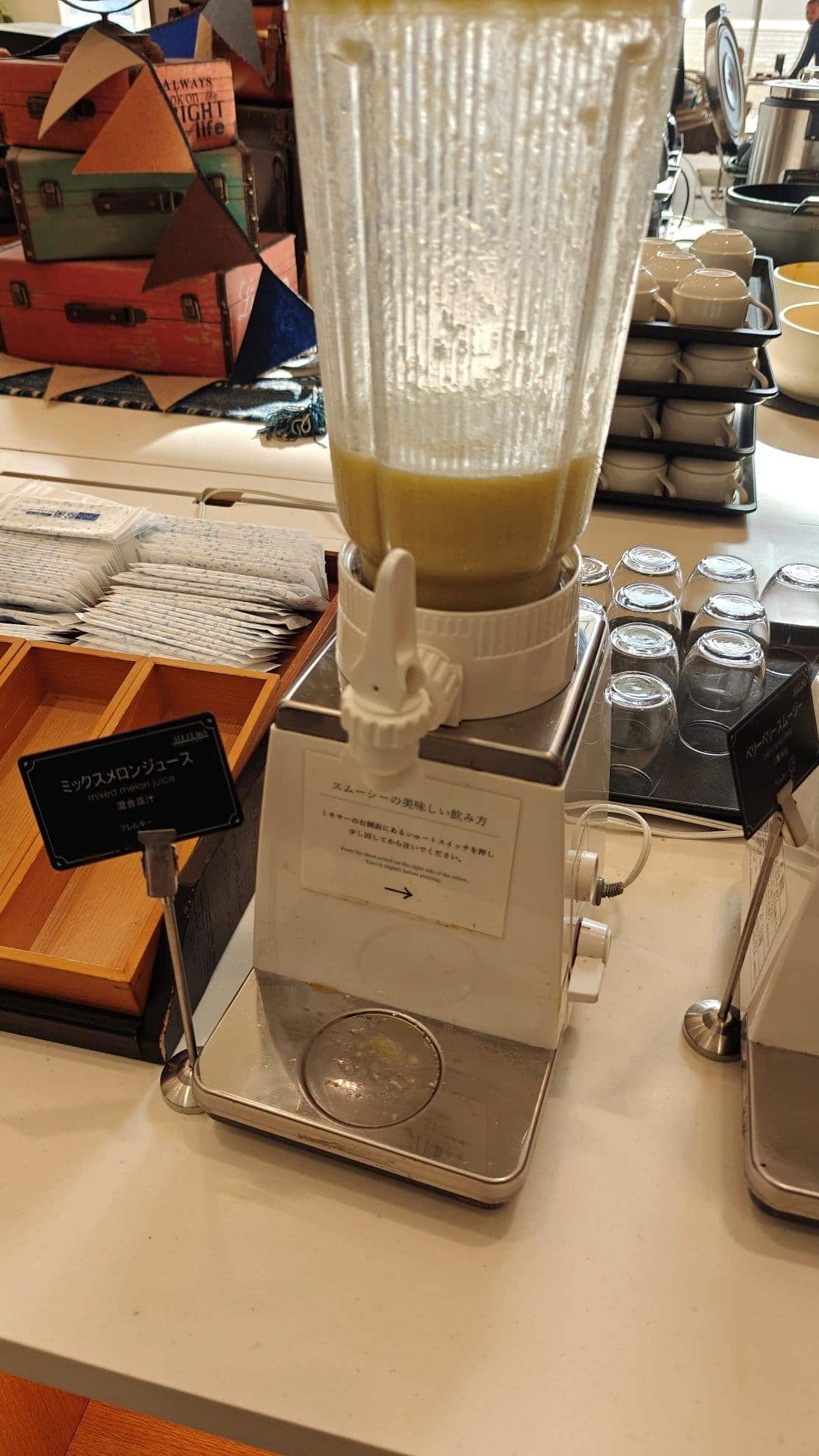 Blender with mixed melon juice