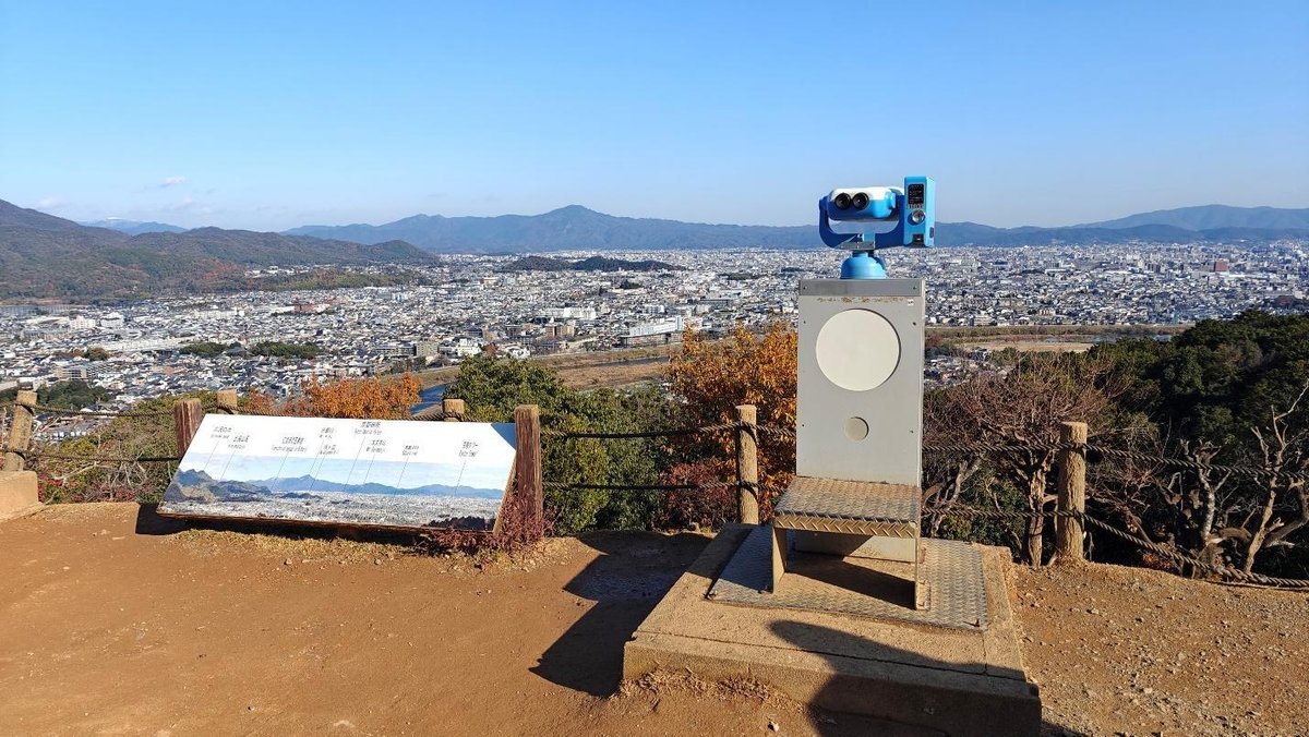 City view from mountain with telescope