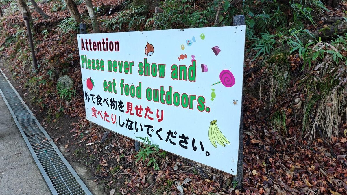 Colorful outdoor no eating sign