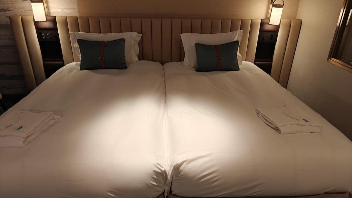 Cozy hotel twin beds with cushions
