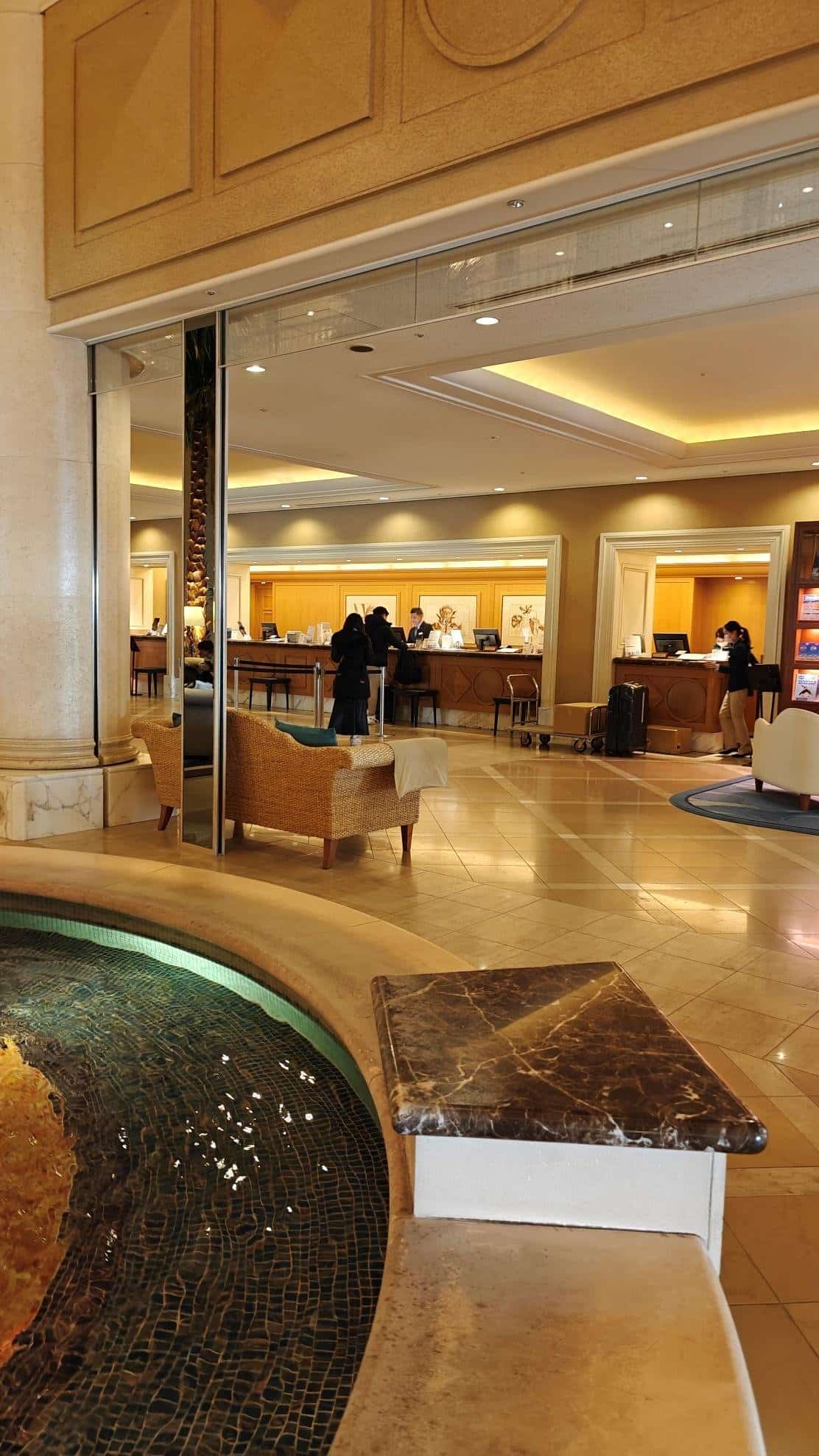 Elegant hotel lobby with reception desk
