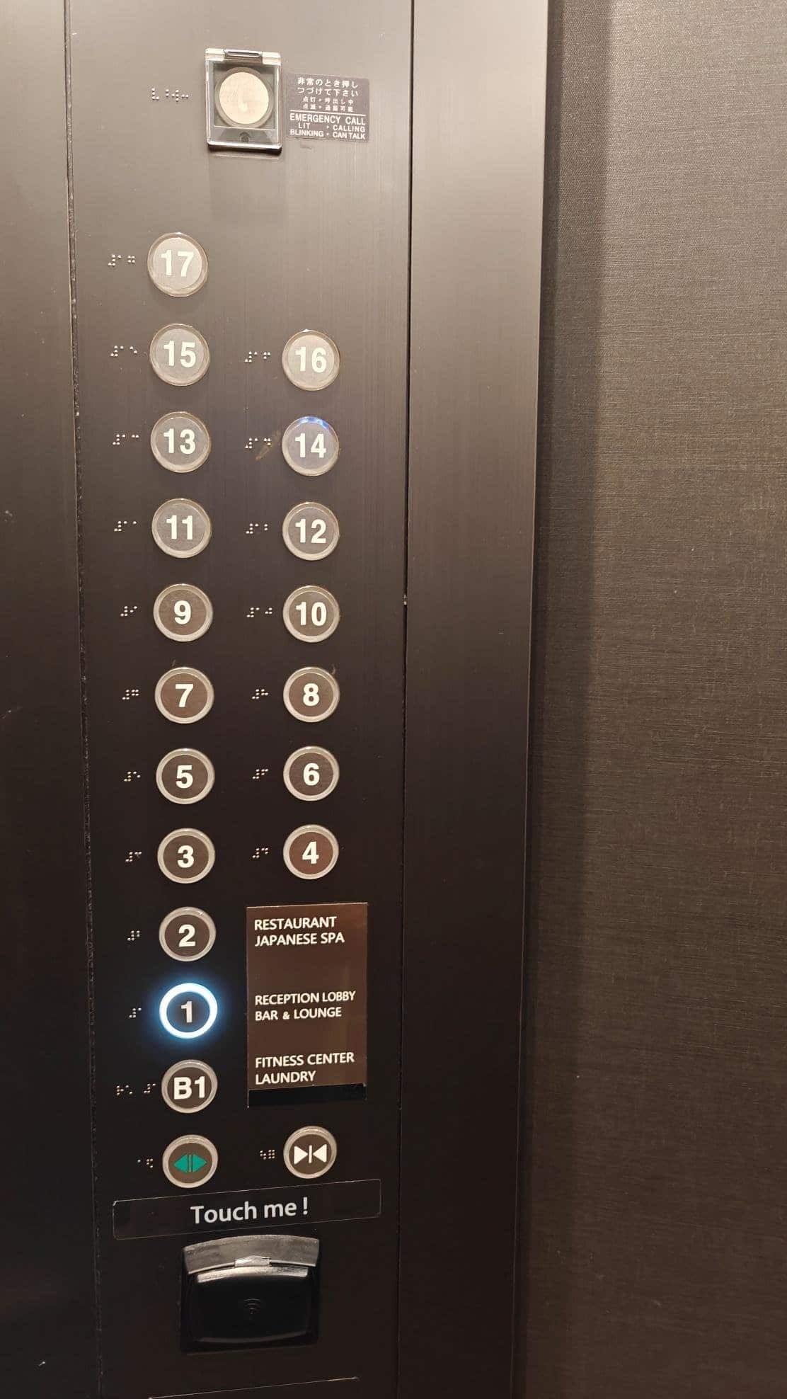 Elevator buttons panel with floor numbers
