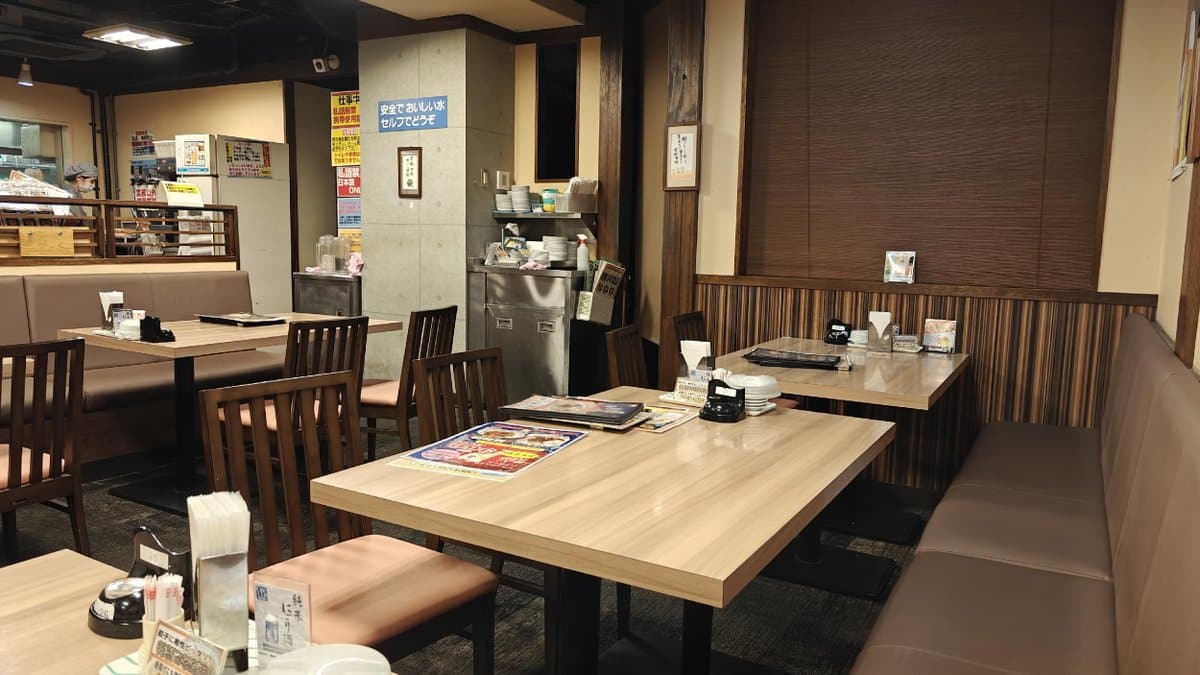 Empty restaurant tables and chairs