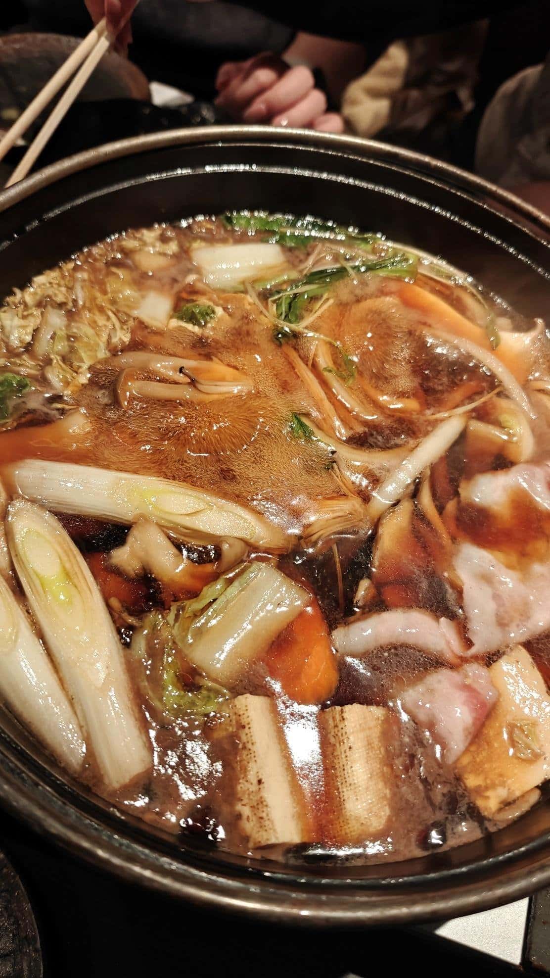 Hot pot with vegetables and broth