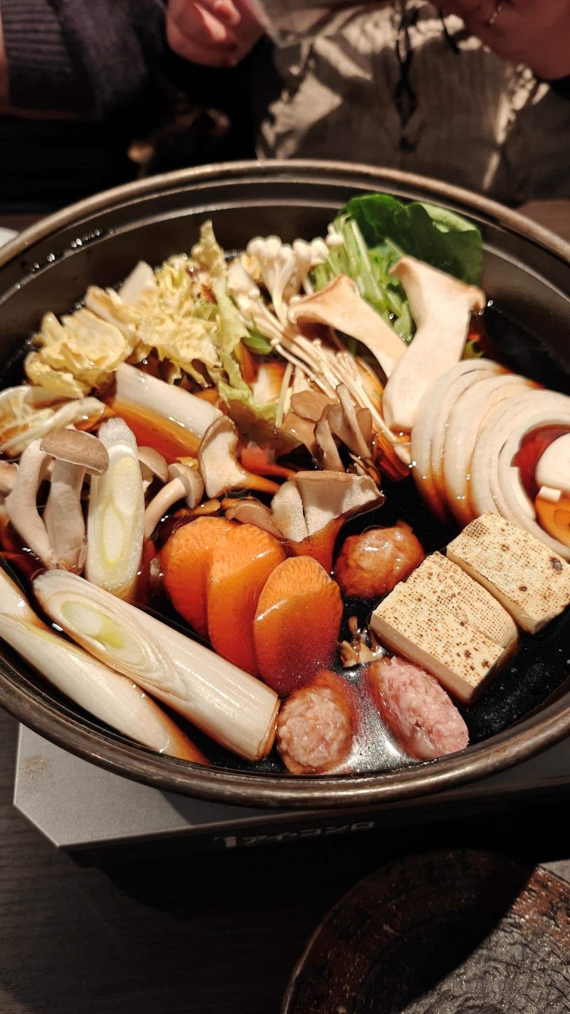 Hot pot with vegetables and tofu