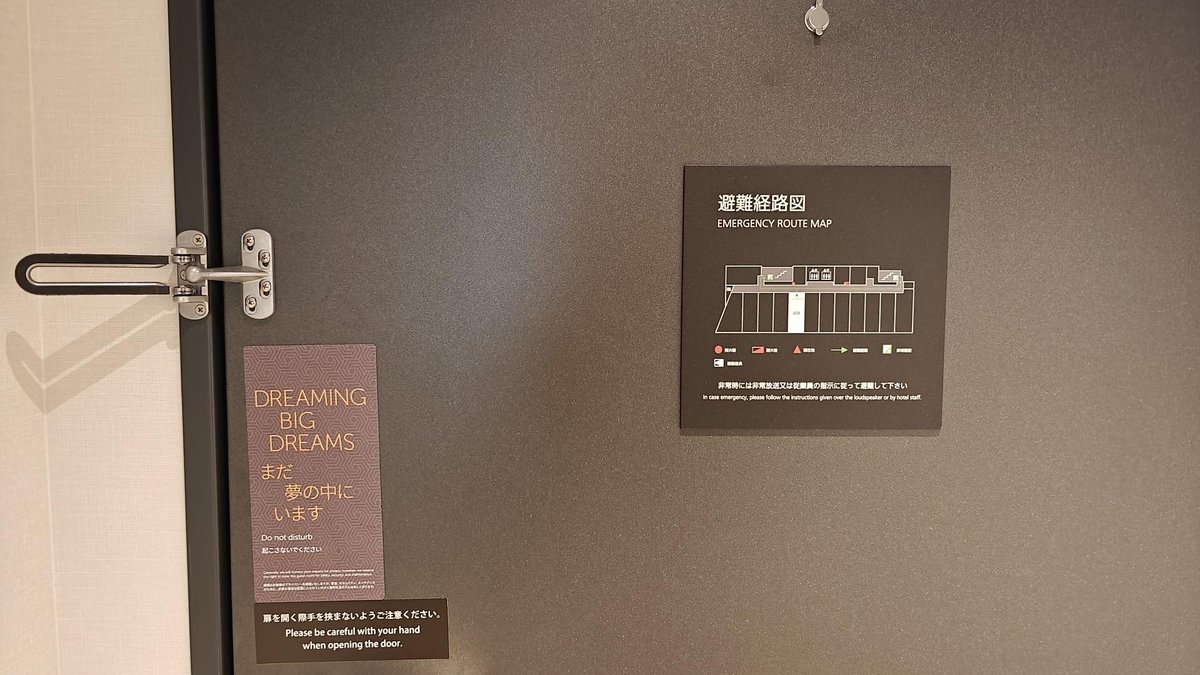 Hotel door with emergency map