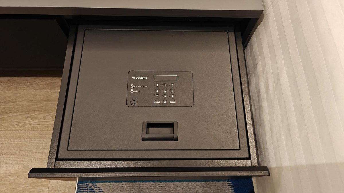 Hotel safe with digital keypad