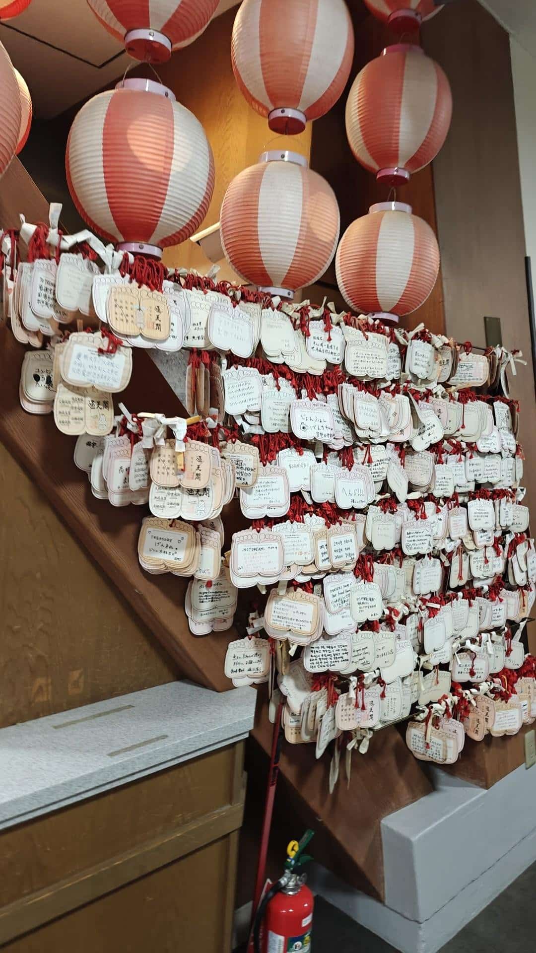 Japanese ema plaques and lanterns