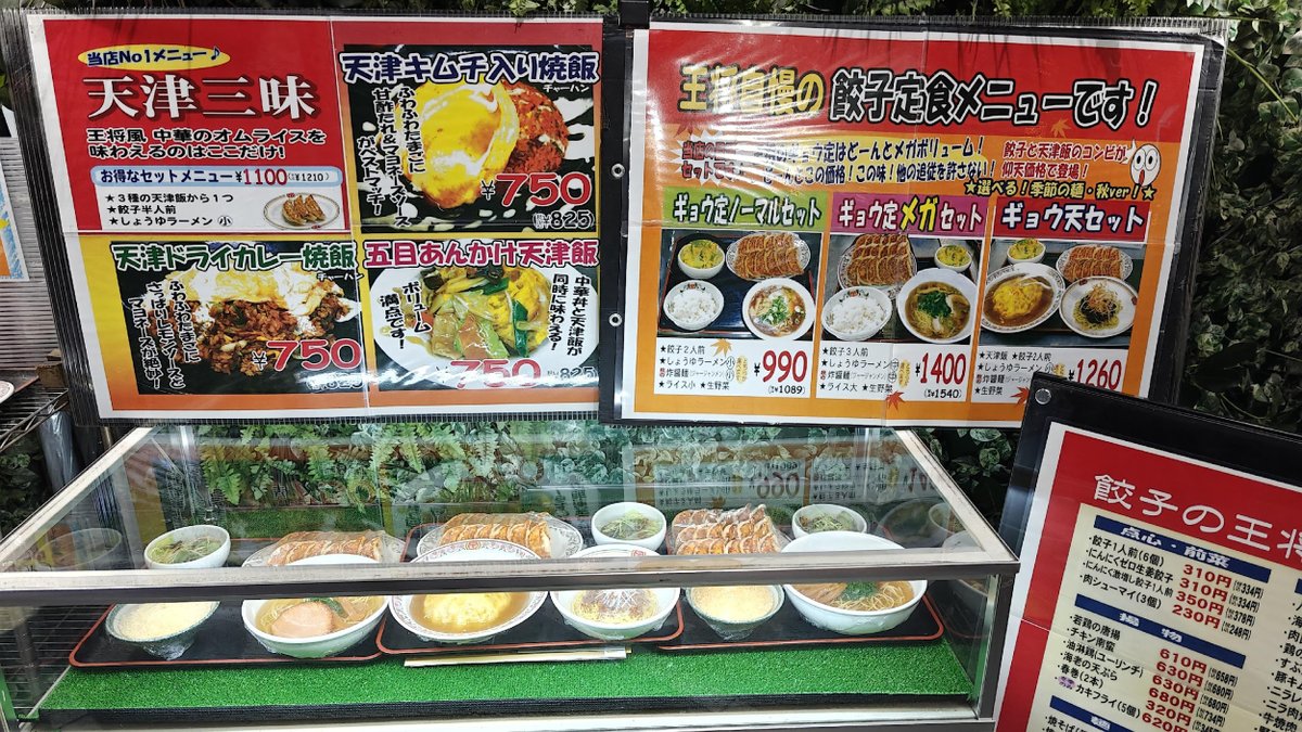Japanese menu with food display
