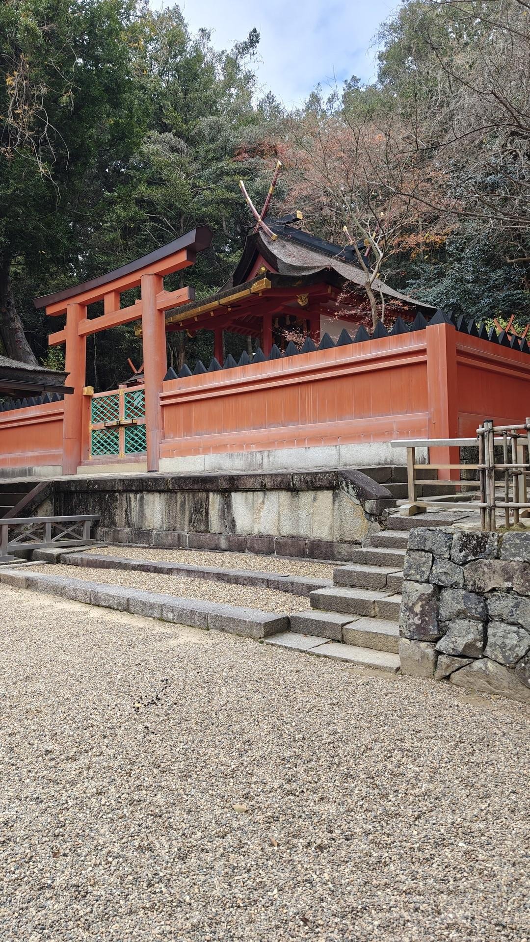 Japanese shrine with torii gate