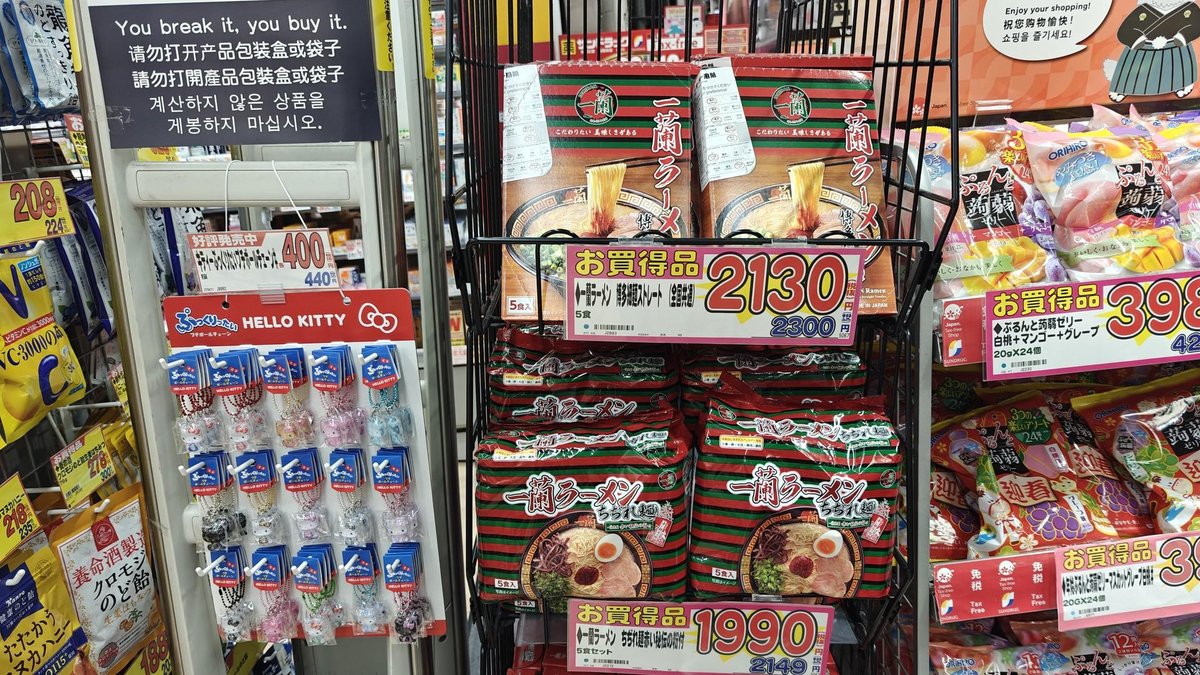 Japanese snacks and Hello Kitty keychains