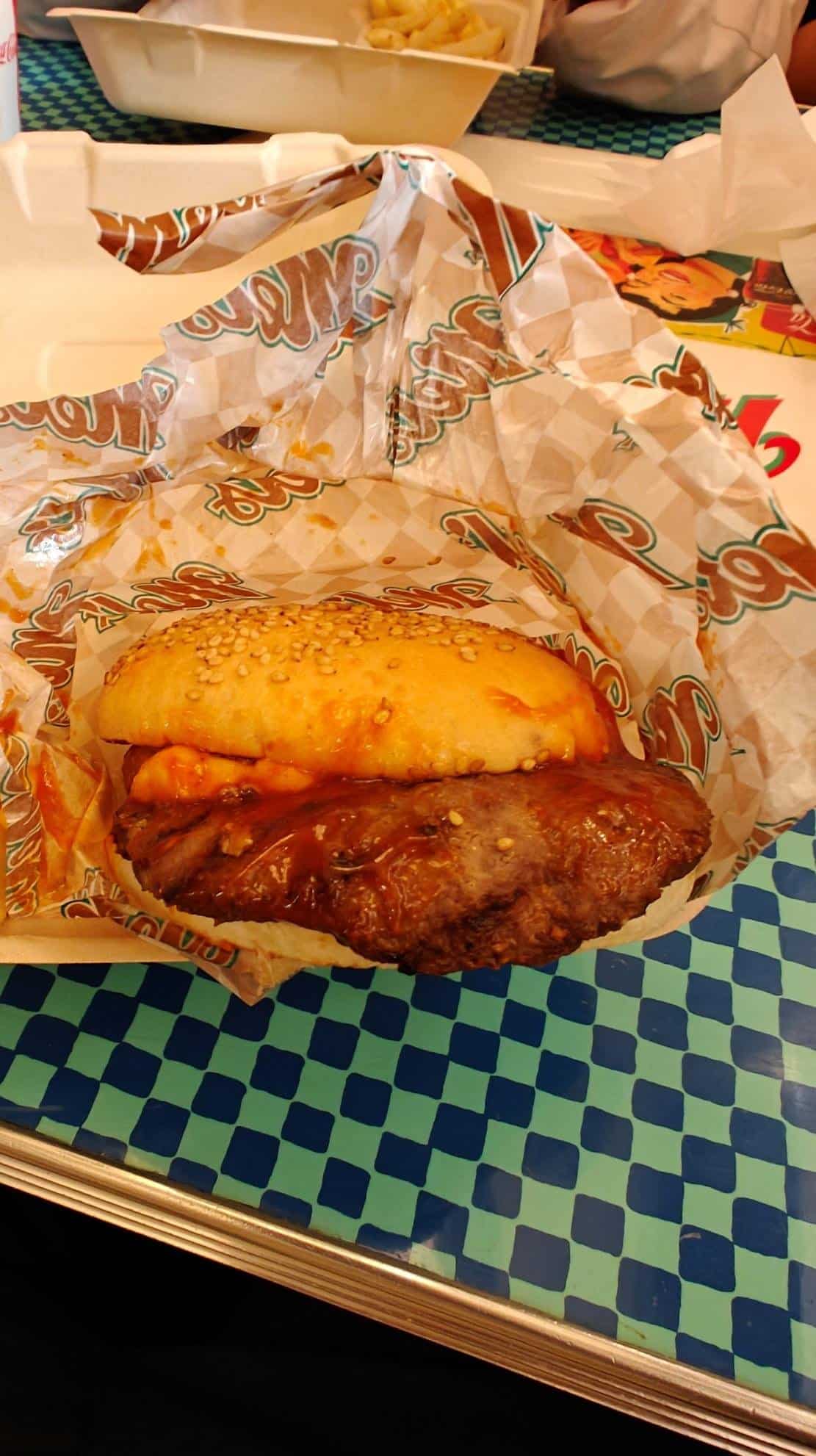 Juicy burger with sesame bun