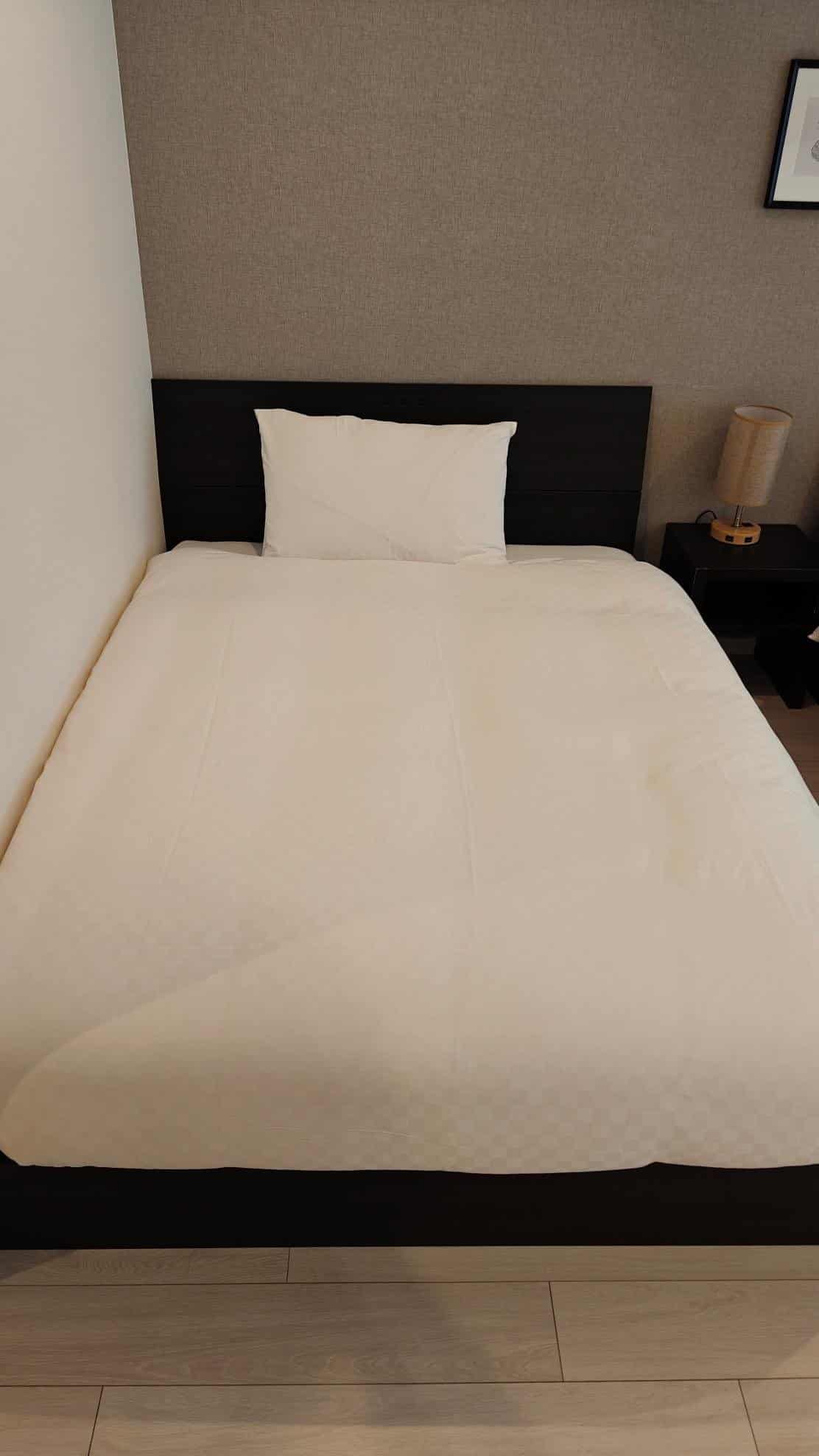 Minimalist bed in modern room