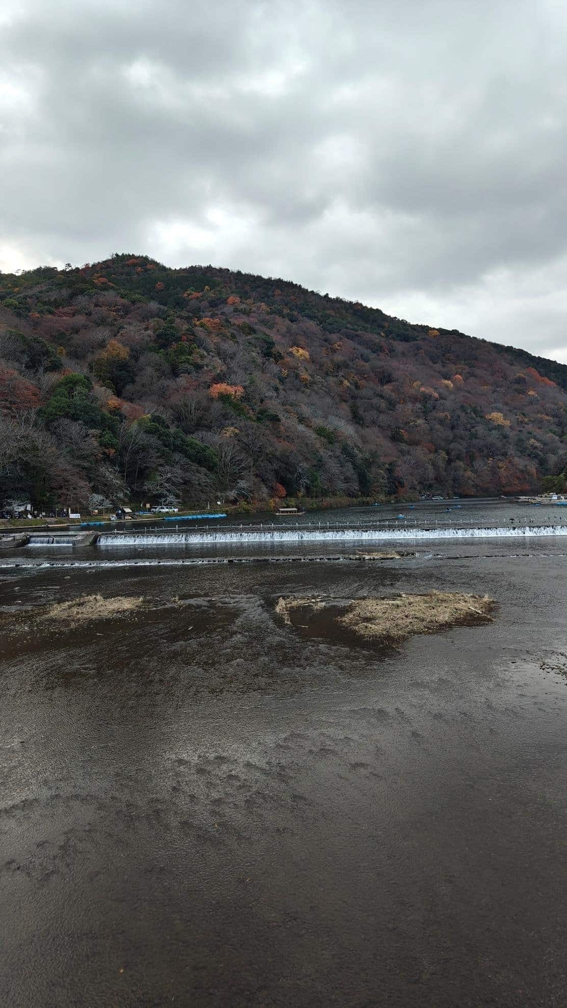 Mountainous landscape with cloudy sky and river