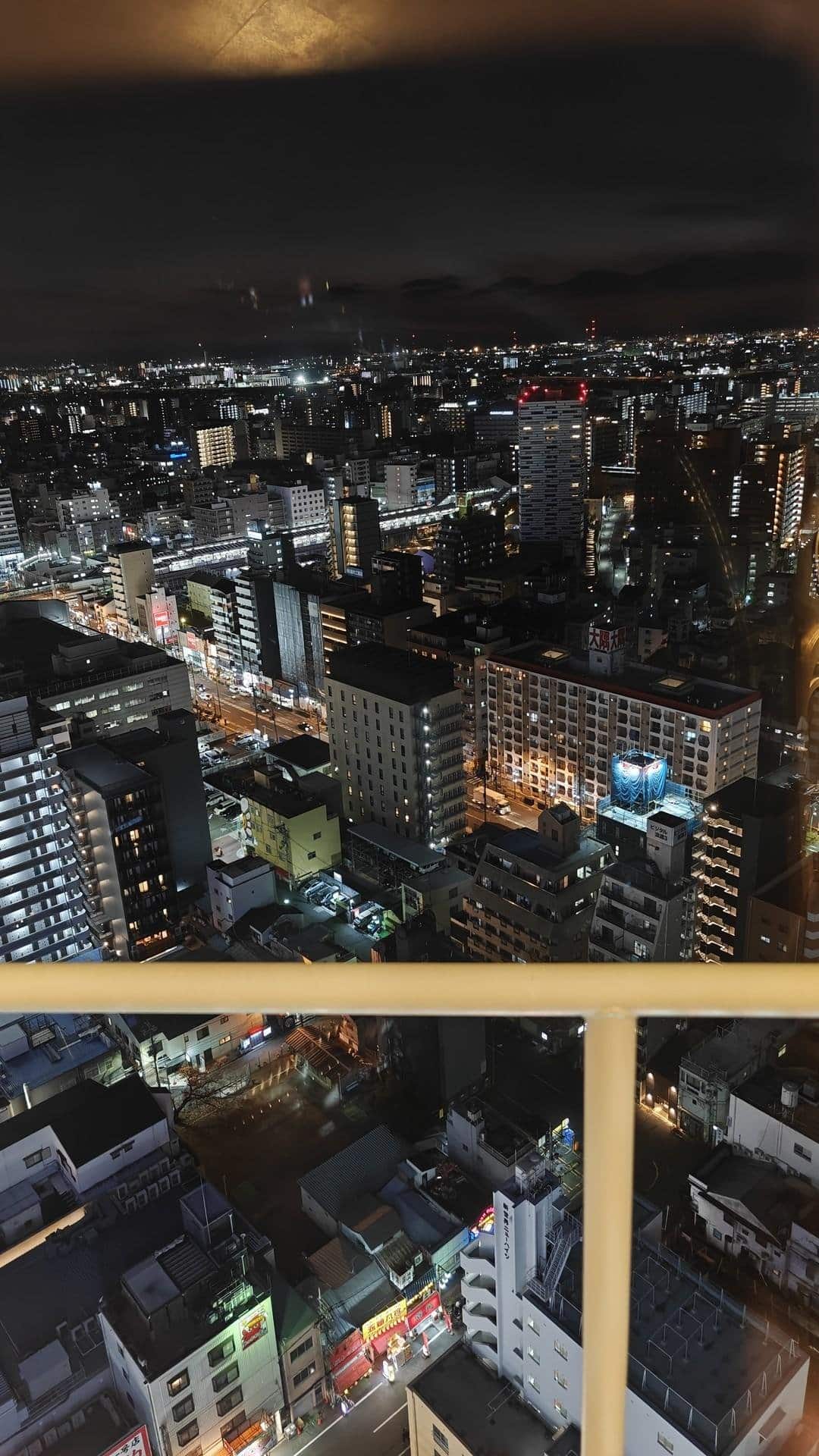 Night cityscape with illuminated buildings
