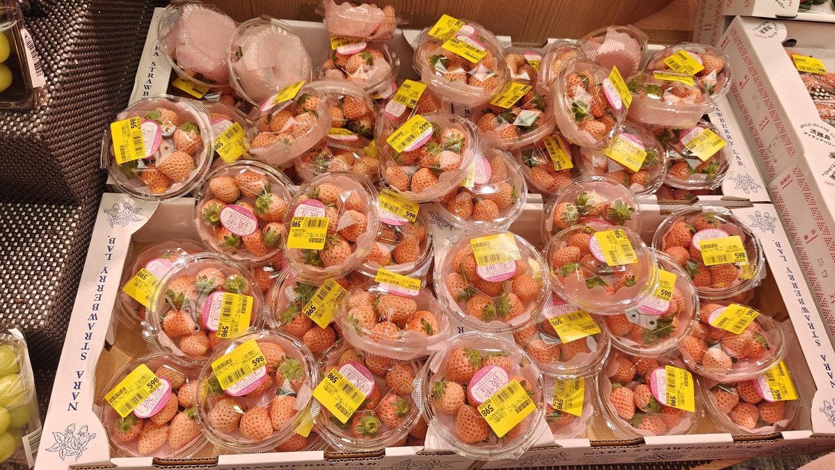 Packaged white strawberries for sale