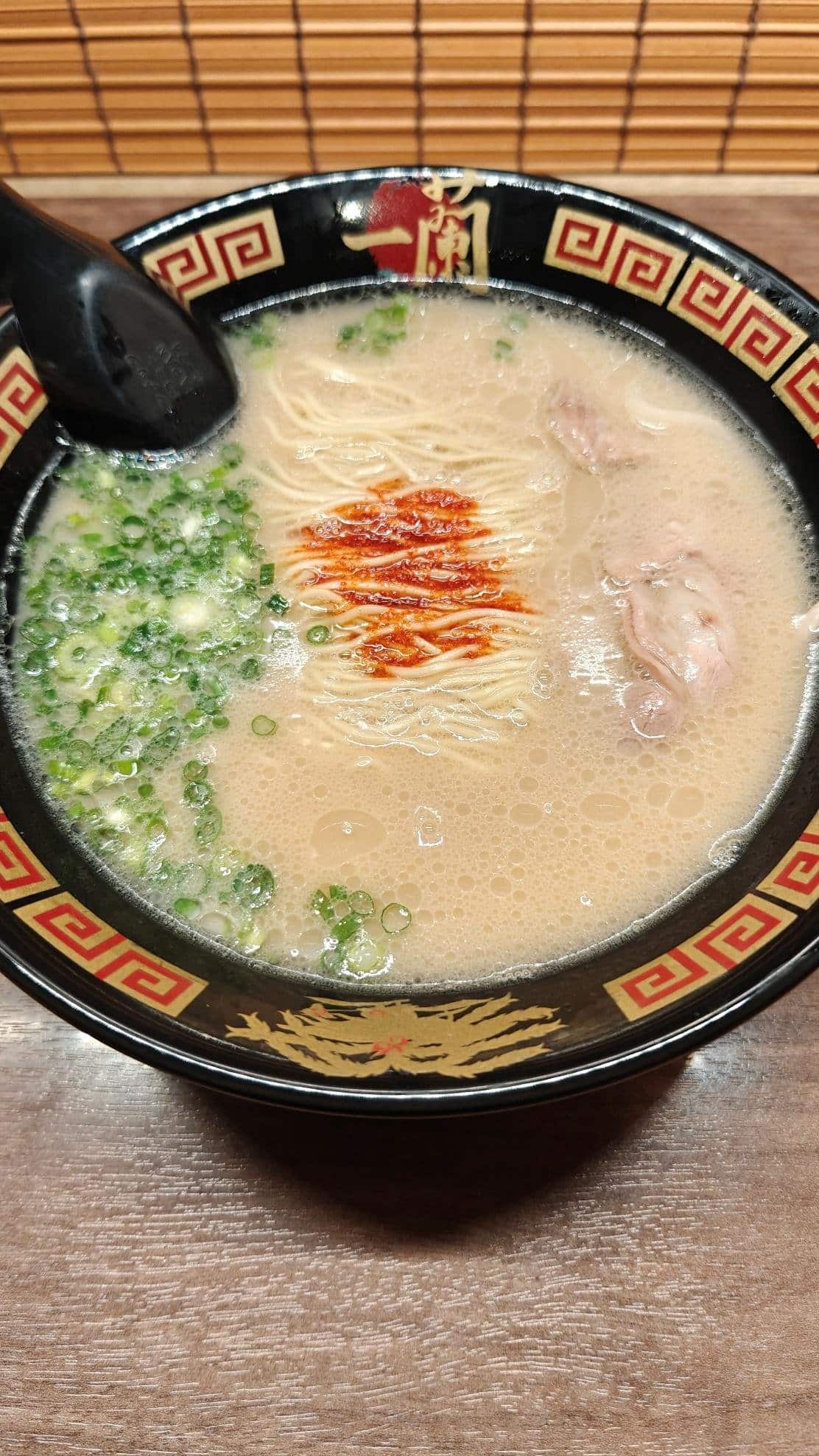 Ramen with green onions and chili oil