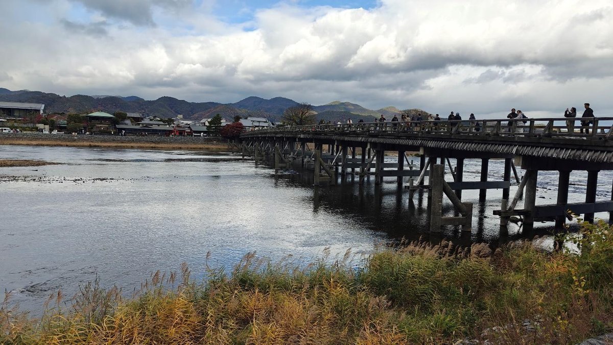 Scenic view of bridge over river with mountains in background
