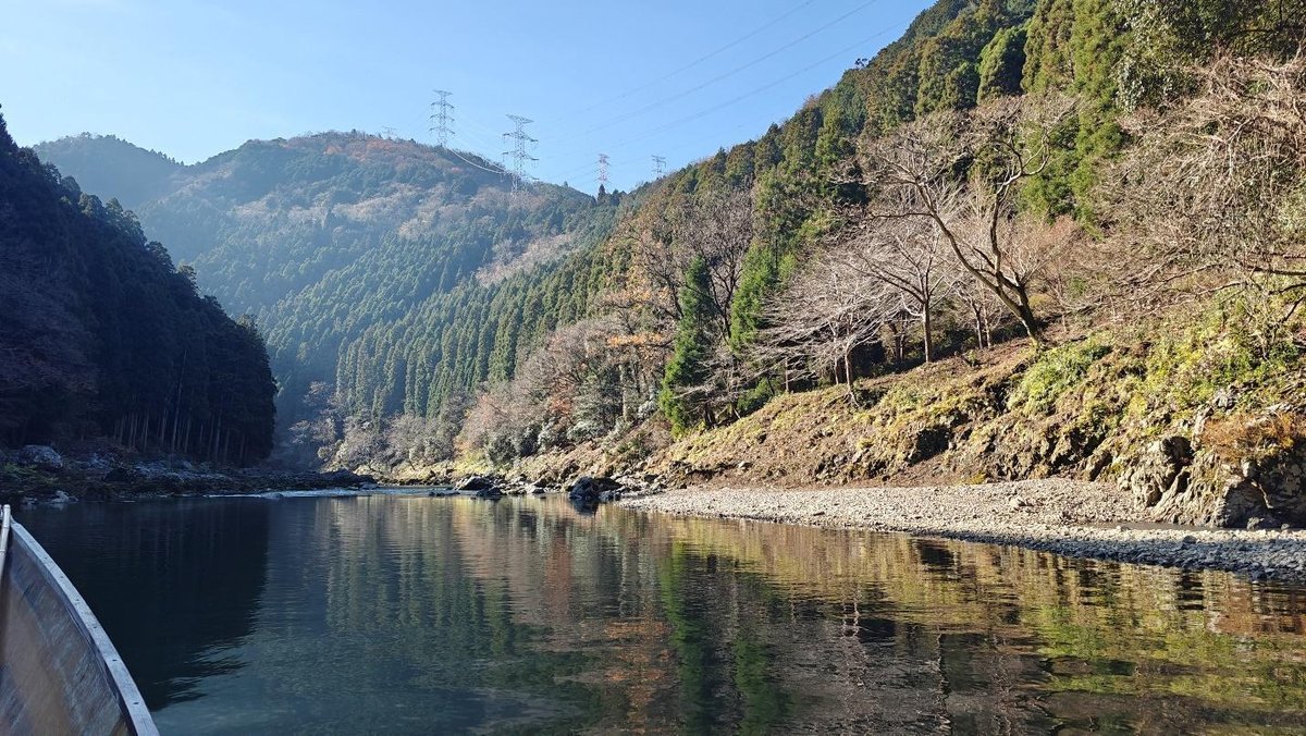 Serene river with lush green mountains and clear blue sky