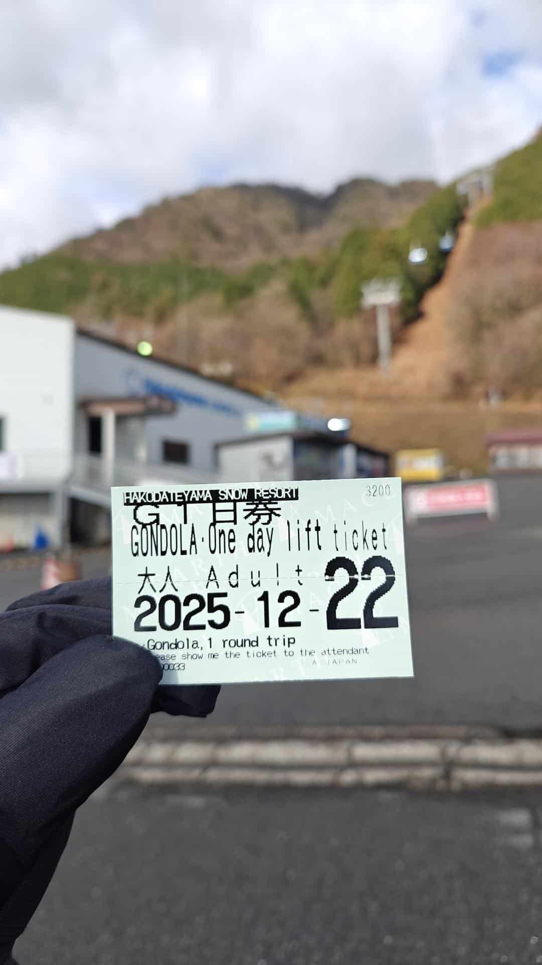 Ski lift ticket with mountain view