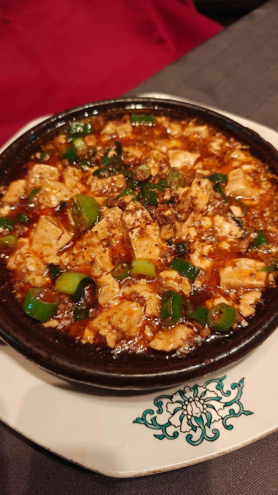 Spicy tofu dish with green onions