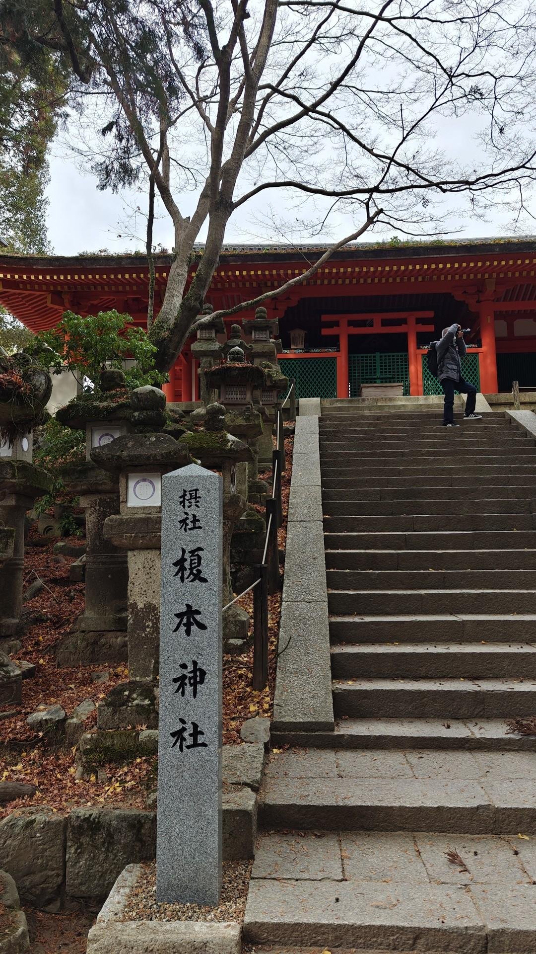 Temple steps with stone lanterns