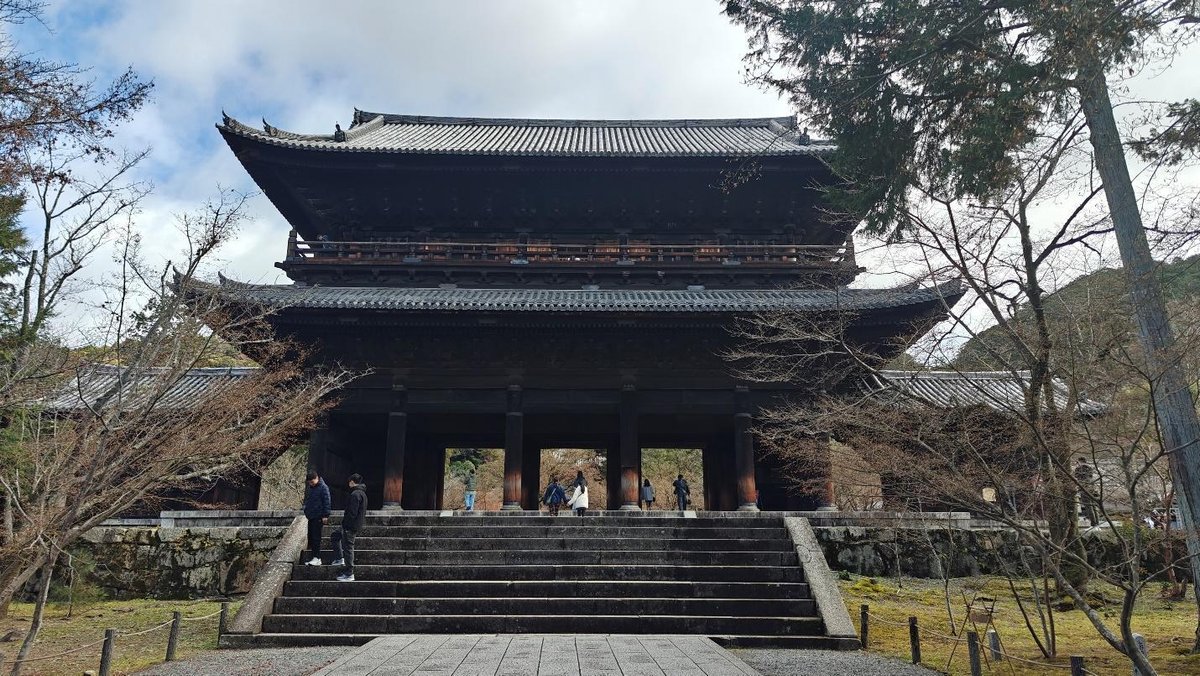 Traditional Japanese temple entrance with wooden gate