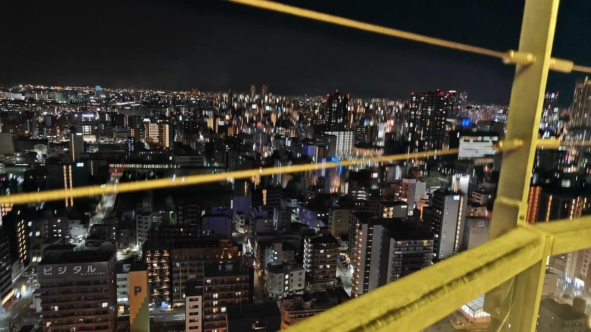 Vibrant cityscape with night lights
