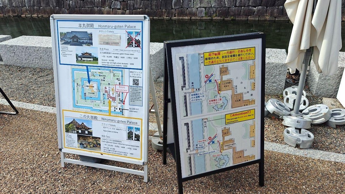Information boards with maps displayed