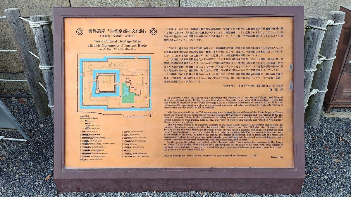 Nijo Castle heritage site information board