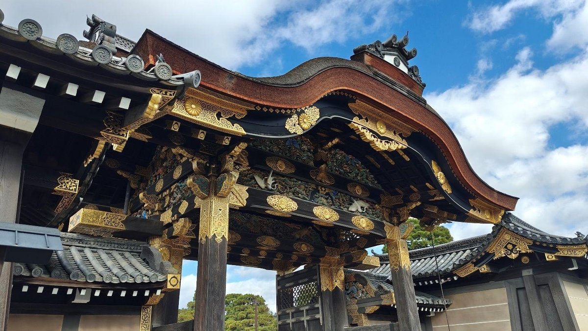 Ornate Japanese temple roof under sky