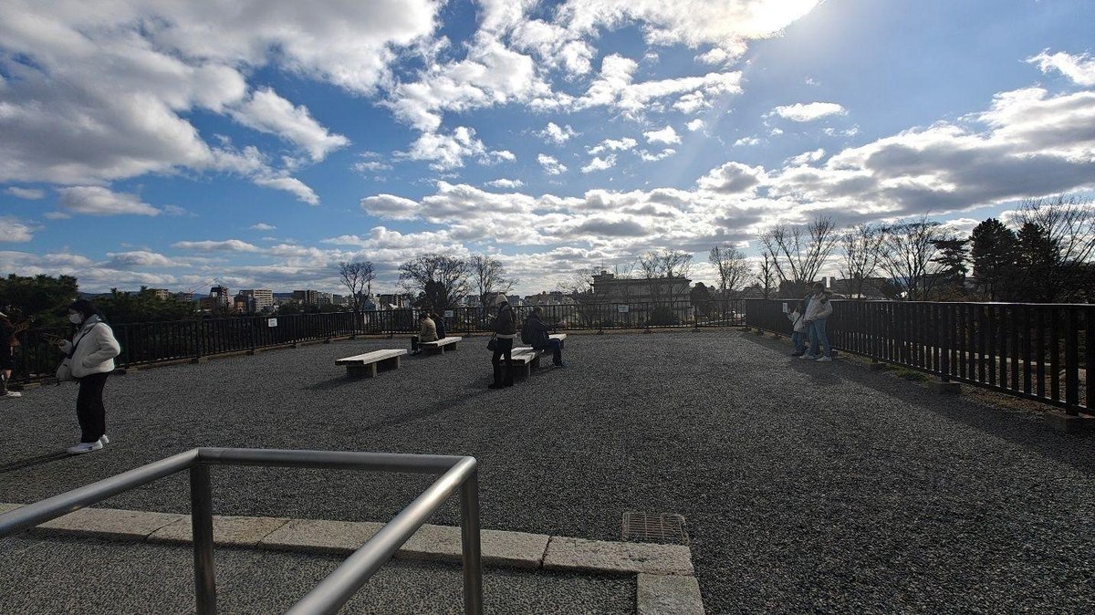 Park view with people and cloudy sky