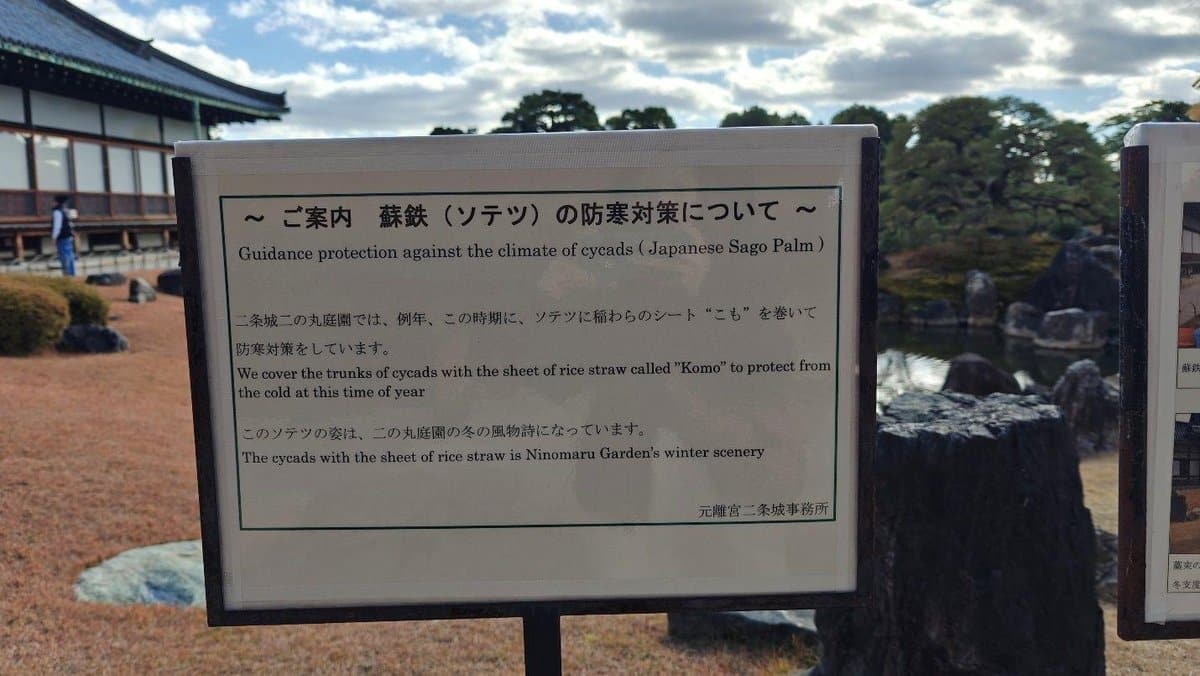 Sign about cycads protection in garden