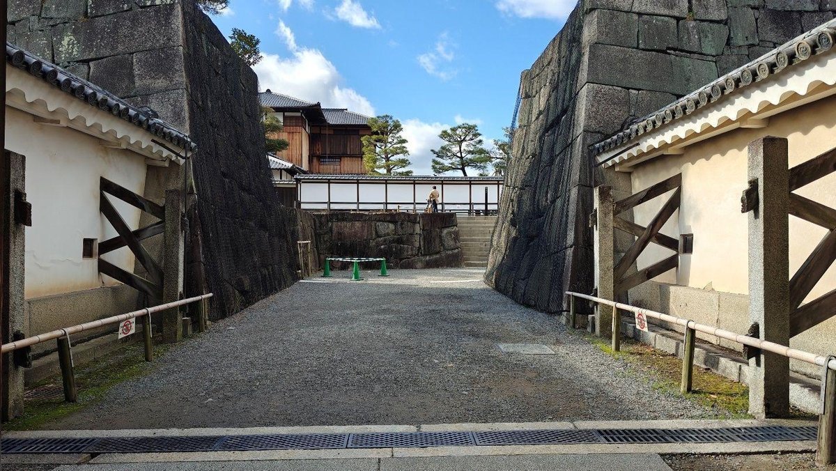 Stone pathway in historic Japanese setting