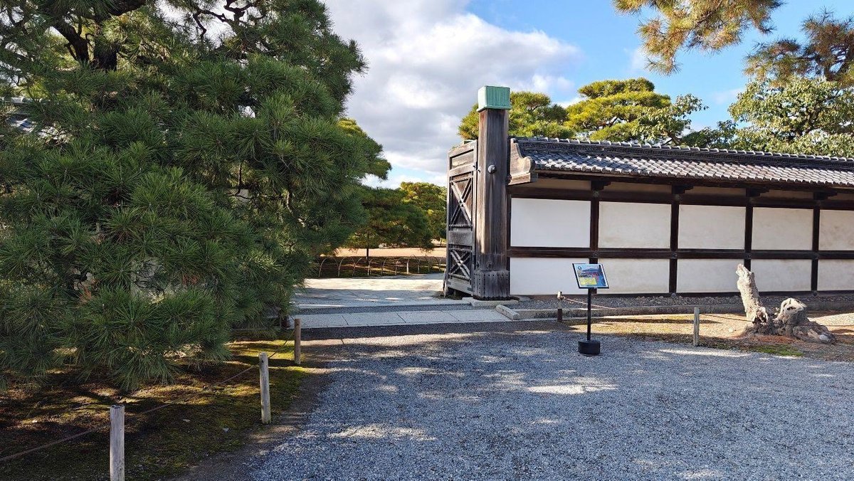 Traditional building beside pine trees